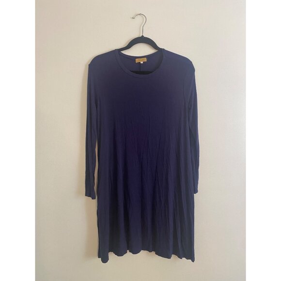 Piko 1988 Women’s Navy Blue Long-Sleeve Tunic Dress With Side Pockets Size Small - Picture 1 of 3